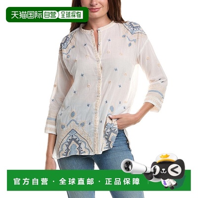 自营Johnny Was Slim Audrey Mandarin 3/4 Tunic - white 美国奥