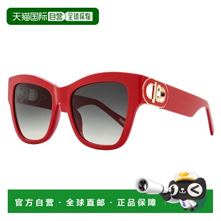 自营 Just Cavalli女式方形通道标志太阳镜SJC037 06XX红色54mm-0