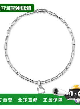 sabrina14k 白金和钻石初始链式手链 - 白色 r 【美国奥莱】直发