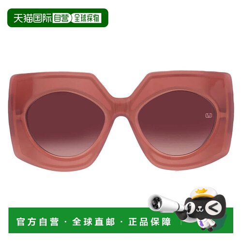自营Valentino Soul勃艮第渐变不规则女士太阳镜VLS-127 B 53-多