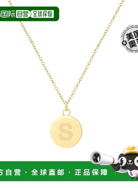 savvy cie jewels18K 镀金纯银圆形字母吊坠带链 - 字母 S 【美国