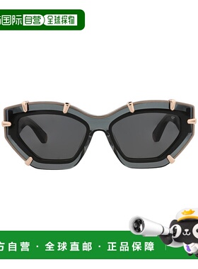 自营philipp plein猫眼镜框醋酸酯太阳镜-灰灰色烟熏色 美国奥莱
