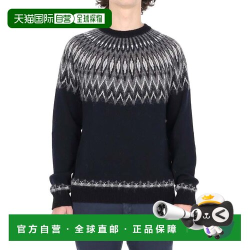 自营roberto collina挪威羊毛羊驼毛圆领毛衣-黑色 美国奥莱直发