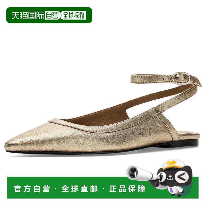 自营free peopleFree peomjules Flat女士金色皮革尖头脚踝绑带ZO