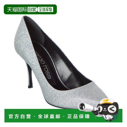 美国直邮自营Sergio Rossi Godiva 75闪光泵-银色 美国奥莱直发