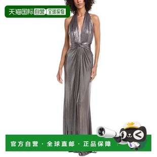 Metallic Mona Halter Gown 美国奥莱 自营Tadashi brown Shoji