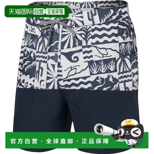 自营Saxx Oh浮标行李箱短裤男士黑色印花5英寸内缝泳装JZZ912-黑
