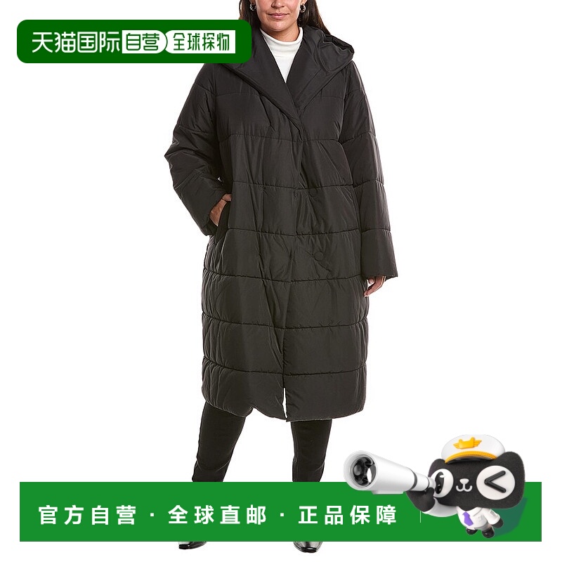 自营Marina Rinaldi Plus Colleg Quilted Coat - black 美国奥莱