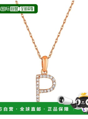 自营 sabrina14k 玫瑰金和钻石初始项链 - 玫瑰 p 美国奥莱直发