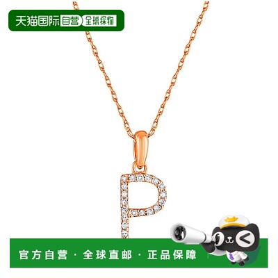 自营 sabrina14k 玫瑰金和钻石初始项链 - 玫瑰 p 美国奥莱直发