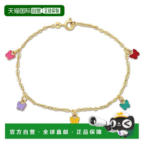 自营 Mimi & Max 儿童多色珐琅蝴蝶吊饰 Rolo 链条手链 14k 金 -