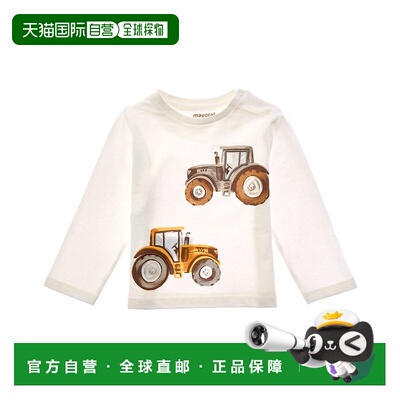 自营Mayoral Baby Interactive Tractor T-Shirt - white 美国奥