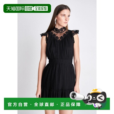 自营 all saintsAllSaints Azura连衣裙女式4黑色薄纱蕾丝帽袖派E