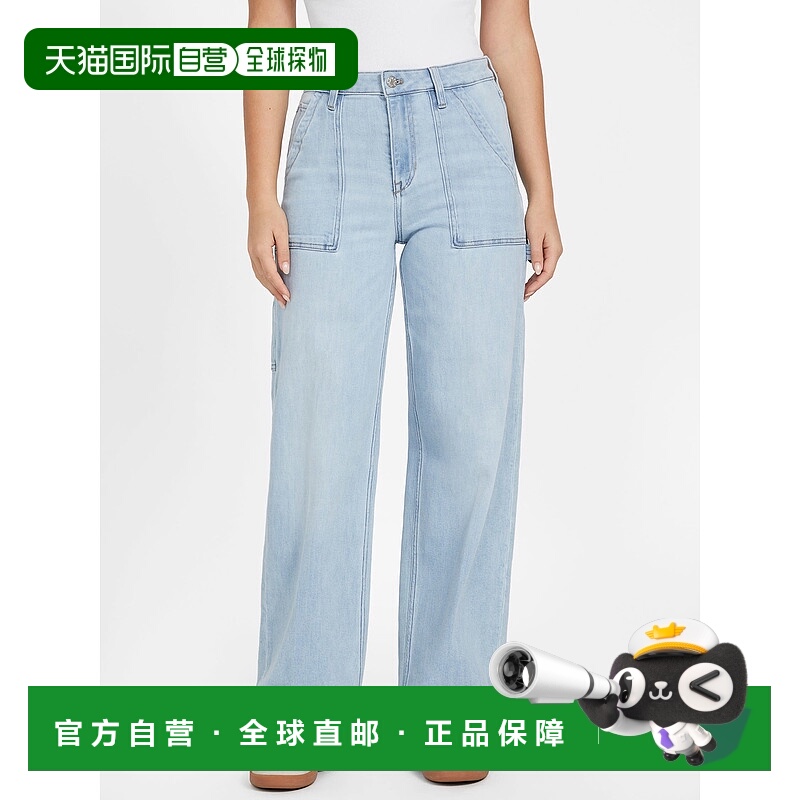 自营guessEleanna High-Rise Wide Carpenter Jeans - light wash