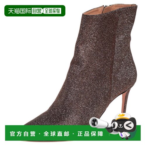 自营Aquazzura Brown Lurex Fabric Ankle Boots - brown 美国奥