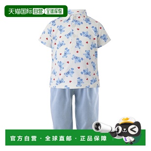 自营Rachel Riley熊心Polo衫和拉裤套装-白色 美国奥莱直发