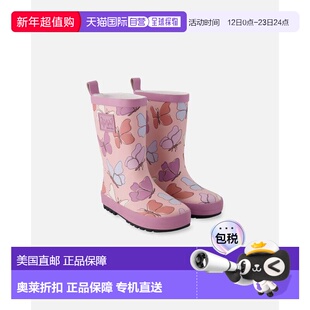 自营deux par deuxRain Boots in Natural Rubber Pink Butterfly