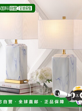 自营 jonathan yChloe 24.5 英寸现代沿海铁/大理石陶瓷 LED 台灯