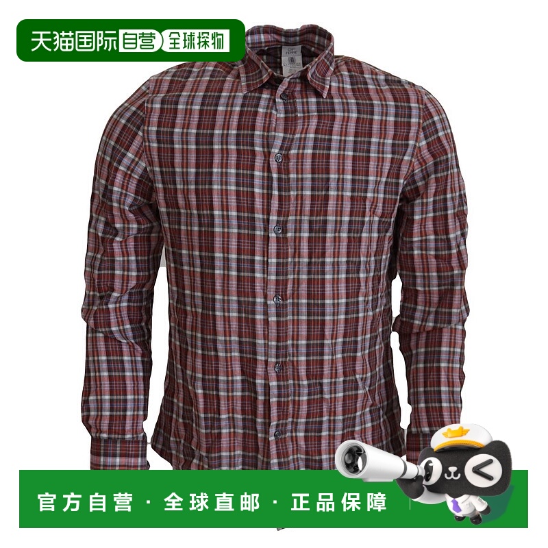 自营 GF Ferre 格纹棉质长袖休闲男式衬衫 - 多色 美国奥莱直发