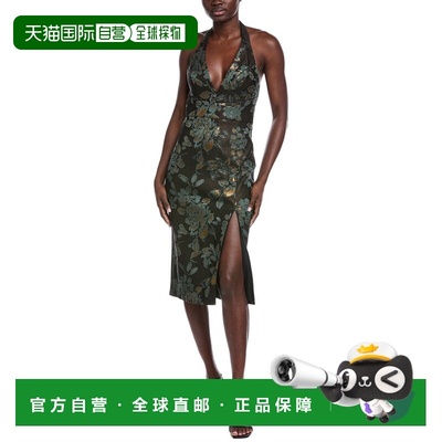 自营Aidan Mattox Printed Midi Dress - green 美国奥莱直发