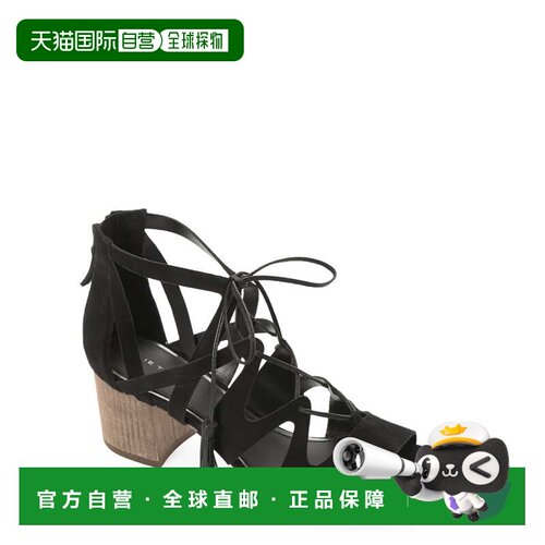 自营Elie Tahari 女式 Burano 流苏黑色绒面革凉鞋 - 黑色 美国奥