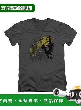 自营 gildan蝙蝠侠黑暗之城短袖成人 V 领 T 恤/T 恤 - 炭灰色 美