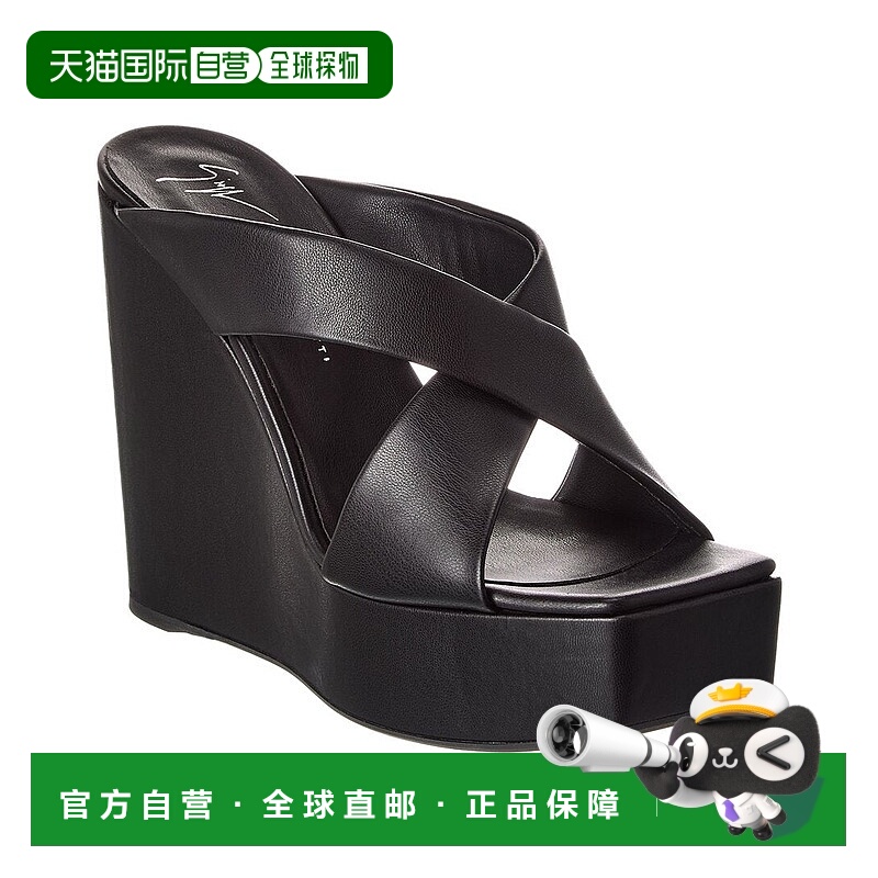 自营Giuseppe Zanotti Zanilla 90 Leather Wedge Sandal - black
