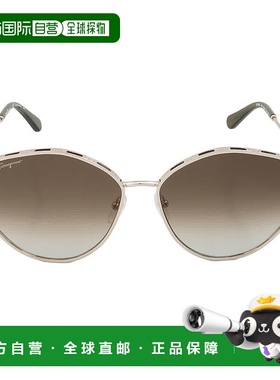自营Salvatore Ferragamo Green Gradient Horn Ladies Sunglasse