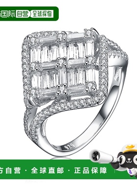 自营 GENEVIVE 925 纯银立方氧化锆簇状订婚戒指 - 银白色 美国奥