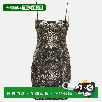 自营Alice + Olivia Black Floral Foil Print Fifi Mini Dress -