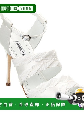 自营 Manolo Blahnik Janada 105 缎面凉鞋 - 白色 美国奥莱直发