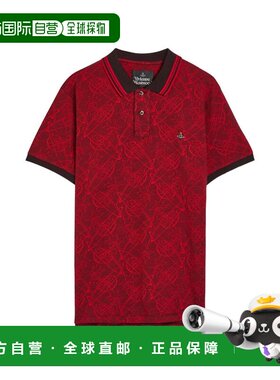自营vivienne westwood红色丝绸和尼龙圆领Polo-红色 美国奥莱直