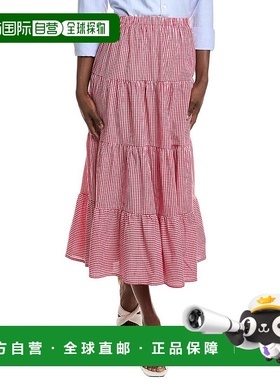 自营 anna kay安娜KAY西端格子迷笛裙-红色 美国奥莱直发半身裙