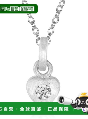 自营 geneviveC.z.纯银镀铑拉丝边框套装心形吊坠 - 白色 美国奥