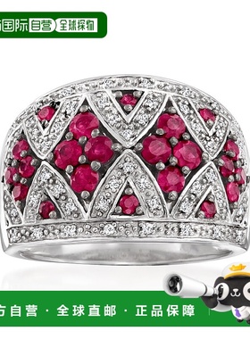 自营 Ross-Simons Ruby and . Diamond Dome Ring in Sterling Si