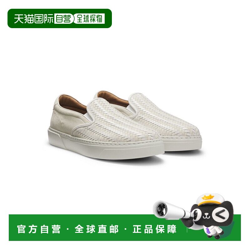 自营 bossGary白色梭织和普通翻毛皮便鞋 美国奥莱直发男鞋一脚蹬