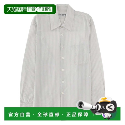 自营our legacyCotton-Cupro细条纹休闲衬衫-白色 美国奥莱直发