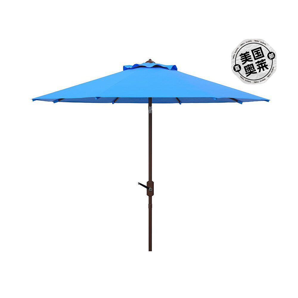 自营 safavieh抗紫外线 Ortega 9 英尺自动倾斜曲柄伞 - 太平洋蓝