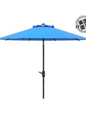 自营 safavieh抗紫外线 Ortega 9 英尺自动倾斜曲柄伞 - 太平洋蓝