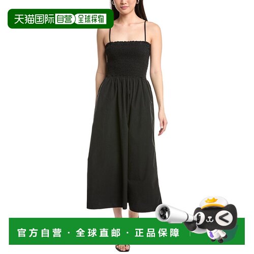 自营Nation LTD Sibelle Smocked Midi Dress - black 美国奥莱直