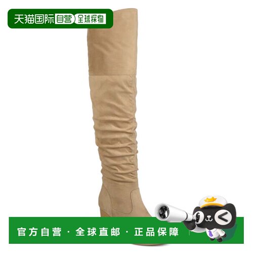 自营 Journee Collection女式Kaison叠跟过膝靴-石 美国奥莱直发