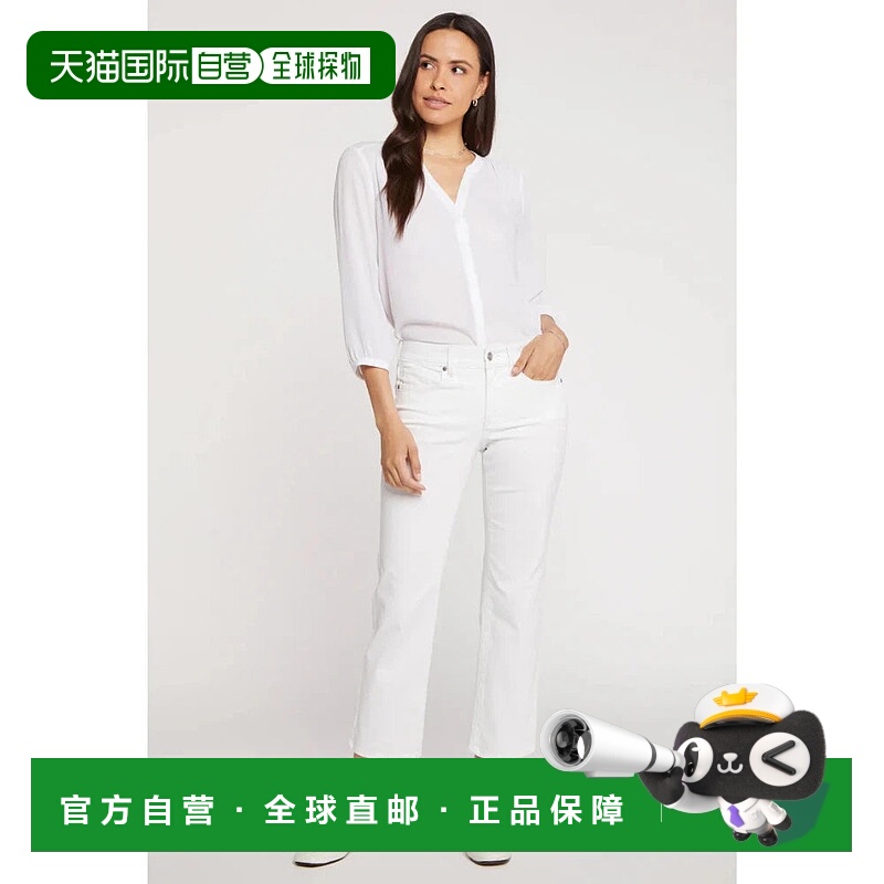 自营NYDJ Marilyn Jeans Women's White Denim Straight Leg Zip