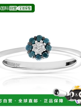 自营 vir jewels 1/5 cttw 蓝色和白色钻石订婚戒指新娘 10K 白金