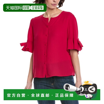 自营CeCe Flounce Bow Sleeve Top - pink 女装上衣美国直发奥莱