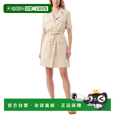 自营 Trina Turk Tasha 亚麻混纺连衣裙 - 棕色 美国奥莱直发棉麻