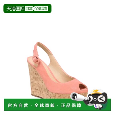 自营Veronica Beard Dali凉鞋女式桃子绒面革露趾坡跟ZOGG2774-粉