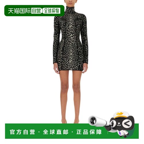 自营roberto cavalliCheetah Dress - black 美国奥莱直发连衣裙