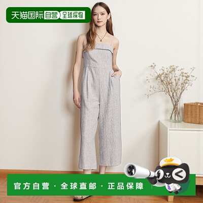 自营Lucky Brand 女士露肩亚麻覆盖连体裤 - 蓝色 美国奥莱直发