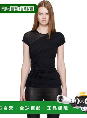 香港直邮潮奢 Balmain 巴尔曼 女士 黑色垂坠 T 恤 GF1EF003JL63