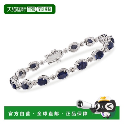 自营 925 纯银带钻石口音的 Ross-Simons 蓝宝石手链 - 8.25 英寸